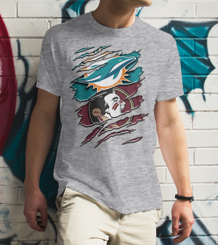 Dolphins Seminoles Fan Fusion T-Shirt