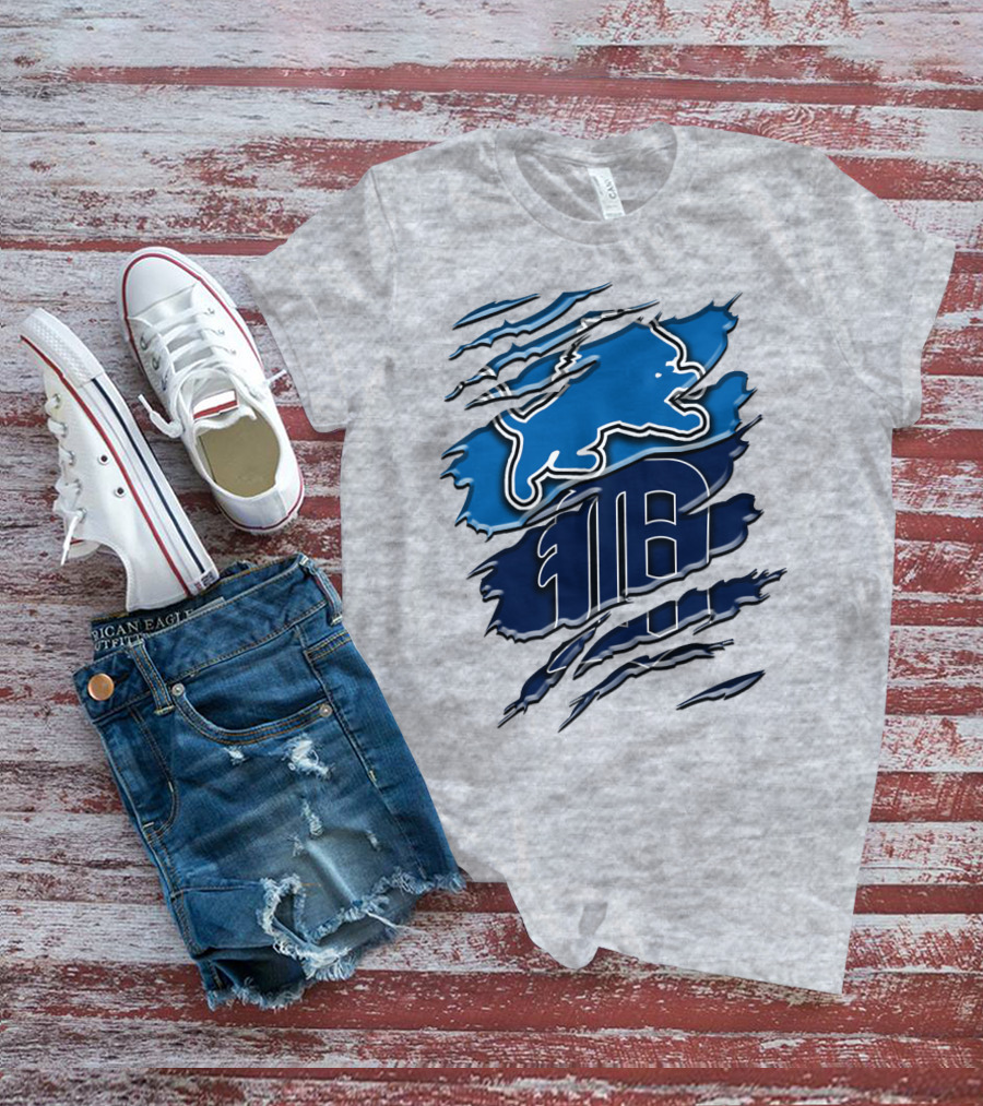 Detroit Lions Tigers Blue Rah 075 T-Shirt