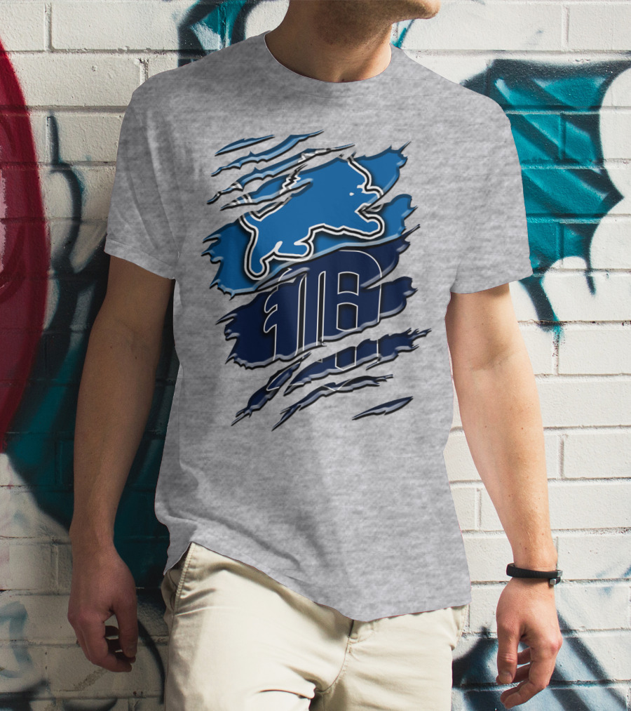Detroit Lions Tigers Blue Rah 075 T-Shirt