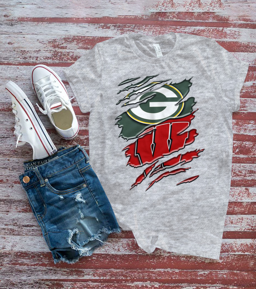 Green Bay Packers Wisconsin Badgers Claw Marks T-Shirt