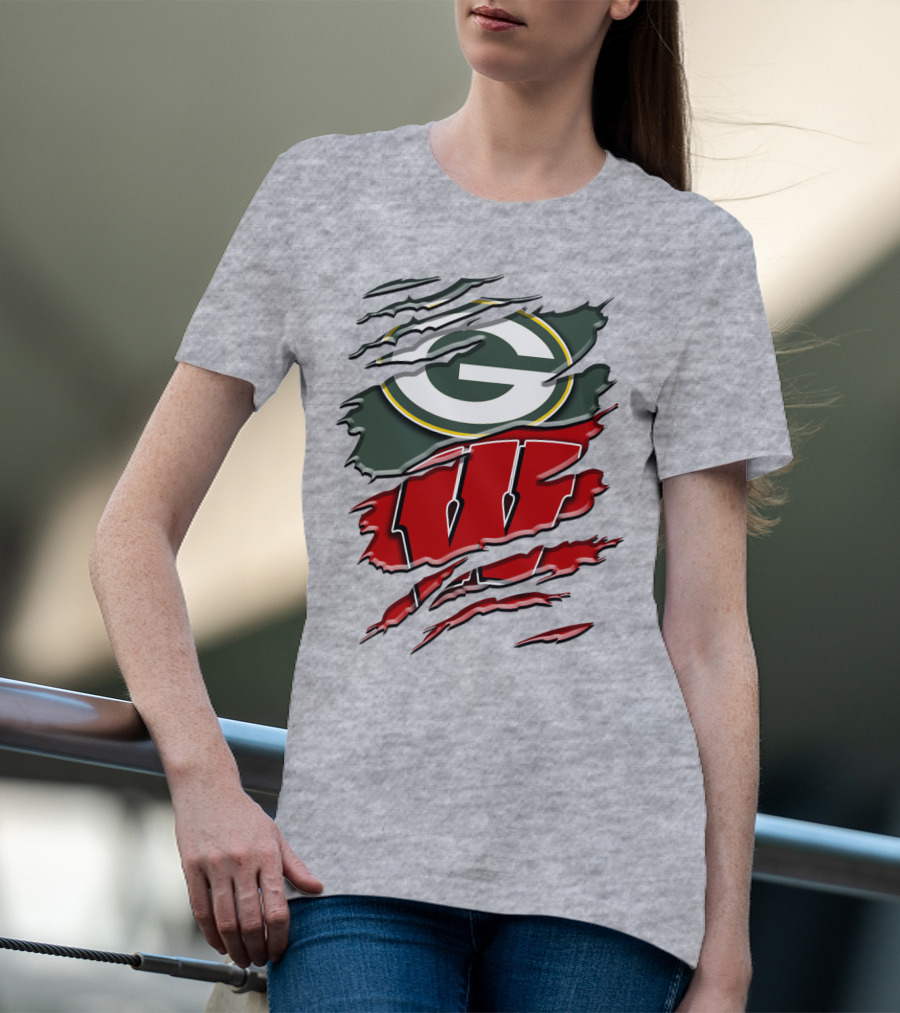 Green Bay Packers Wisconsin Badgers Claw Marks T-Shirt