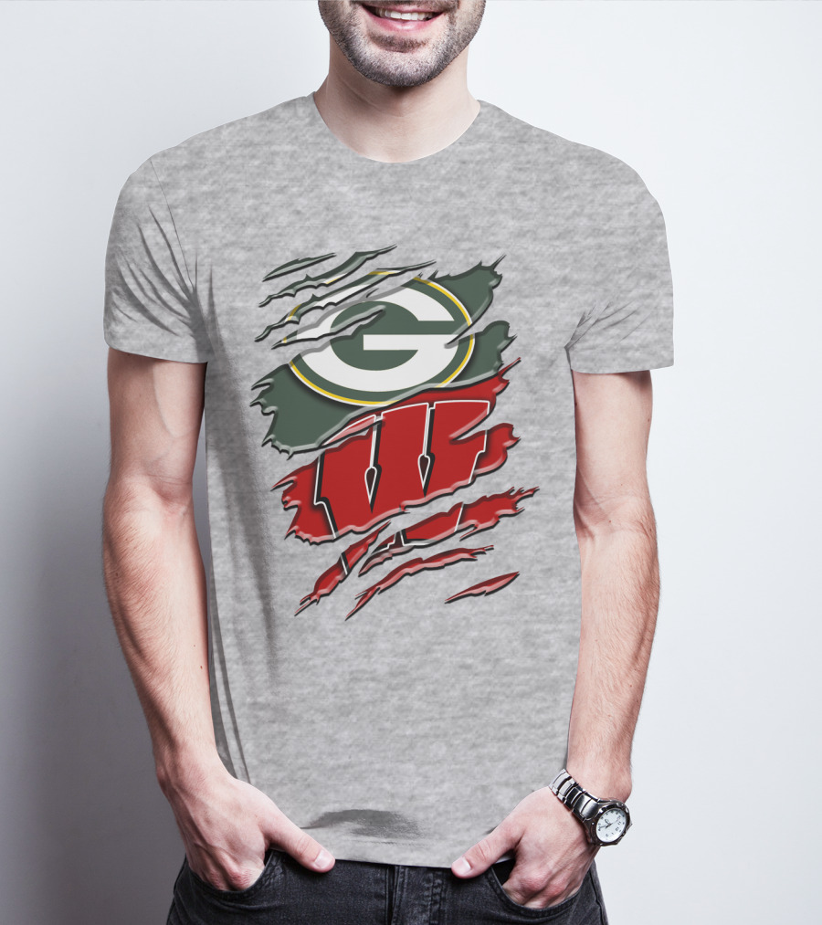 Green Bay Packers Wisconsin Badgers Claw Marks T-Shirt