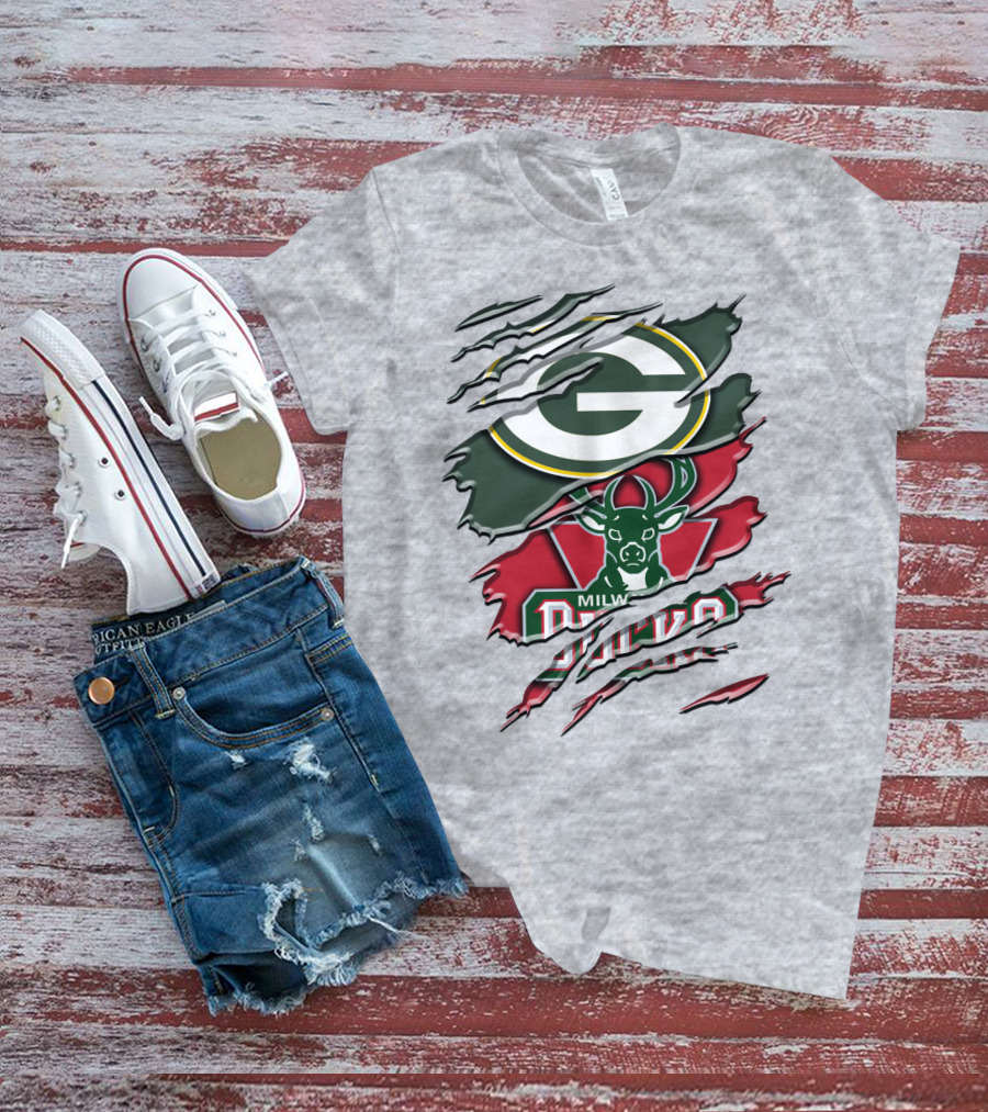 Milwaukee Bucks Green Bay Packers Crossover Rah T-Shirt