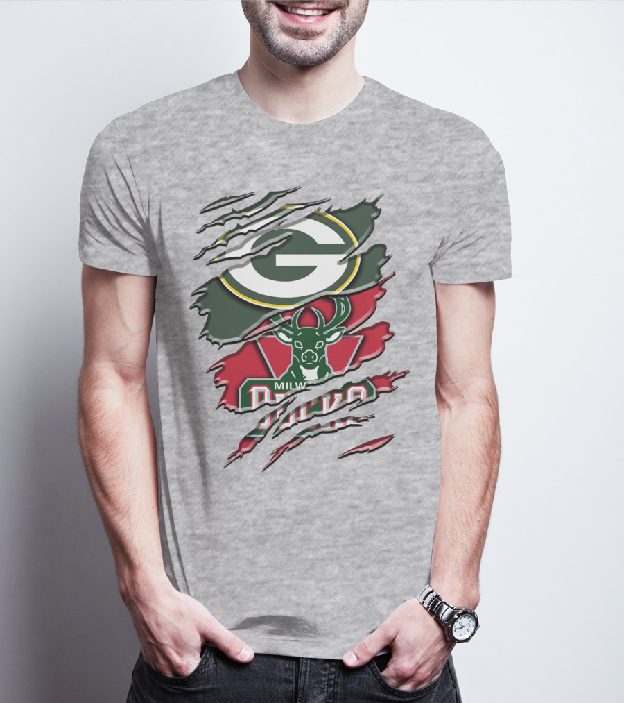 Milwaukee Bucks Green Bay Packers Crossover Rah T-Shirt