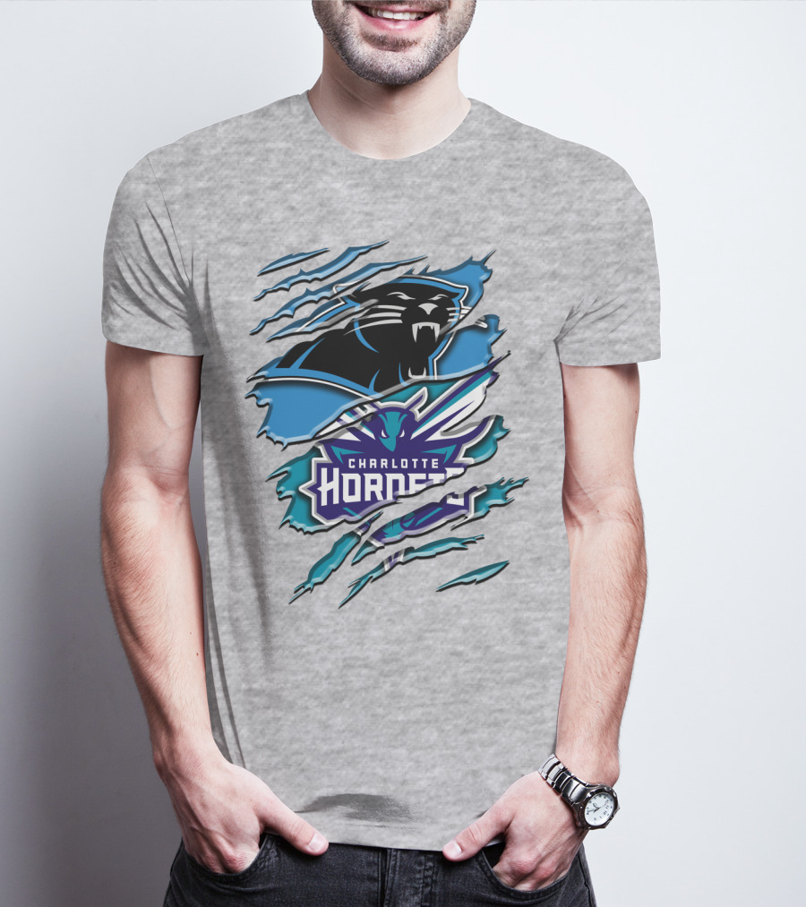 Panther And Charlotte Hornets Logo Rah T-Shirt