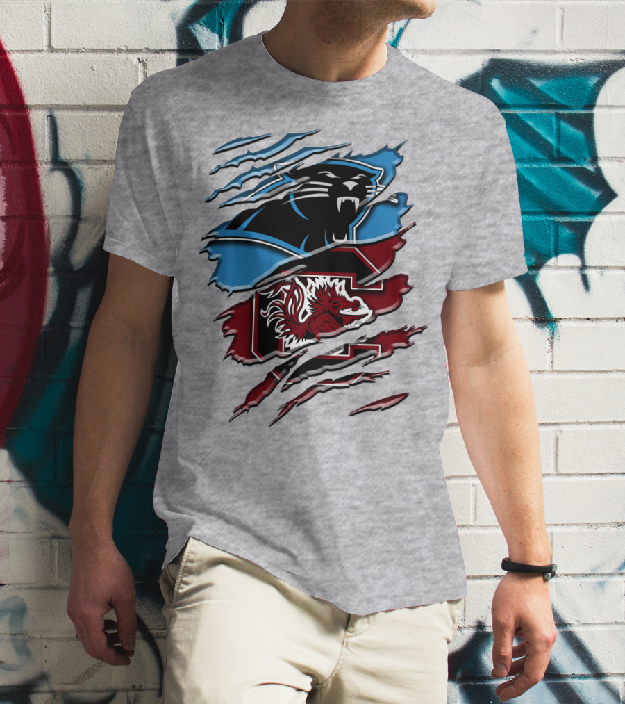 Carolina Panthers Gamecocks Ripped T-Shirt