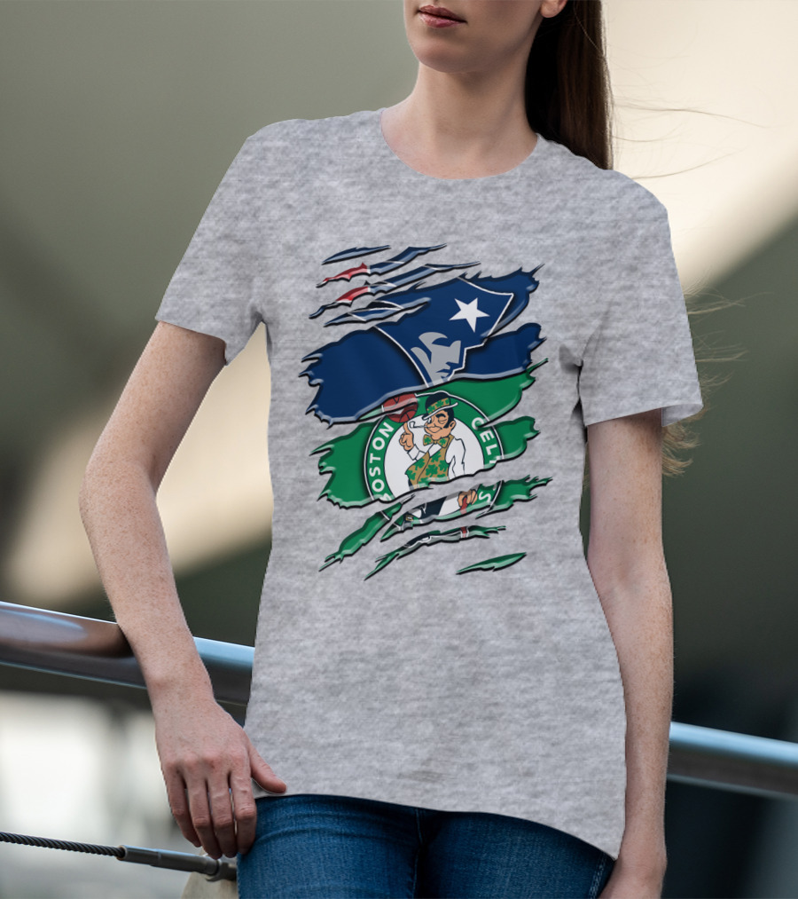 Patriots And Boston Celtics Logo Mashup Rah 090 T-Shirt
