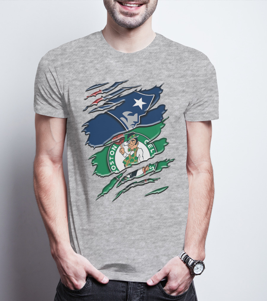 Patriots And Boston Celtics Logo Mashup Rah 090 T-Shirt