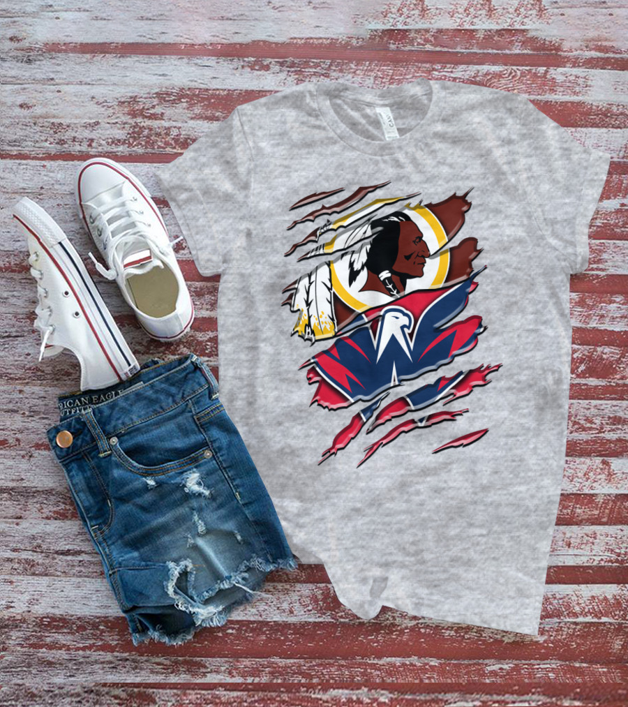 Washington Capitals And Washington Redskins Logo Mashup Rah 104 T-Shirt
