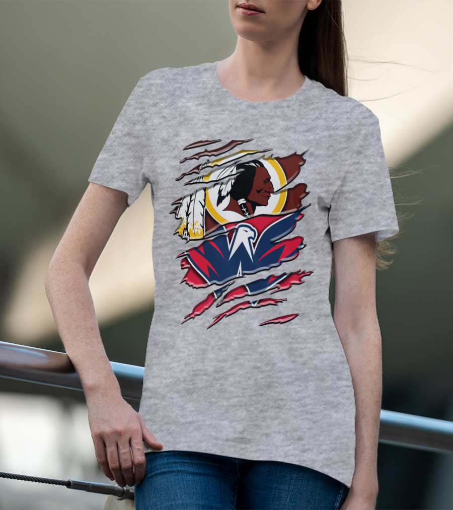 Washington Capitals And Washington Redskins Logo Mashup Rah 104 T-Shirt