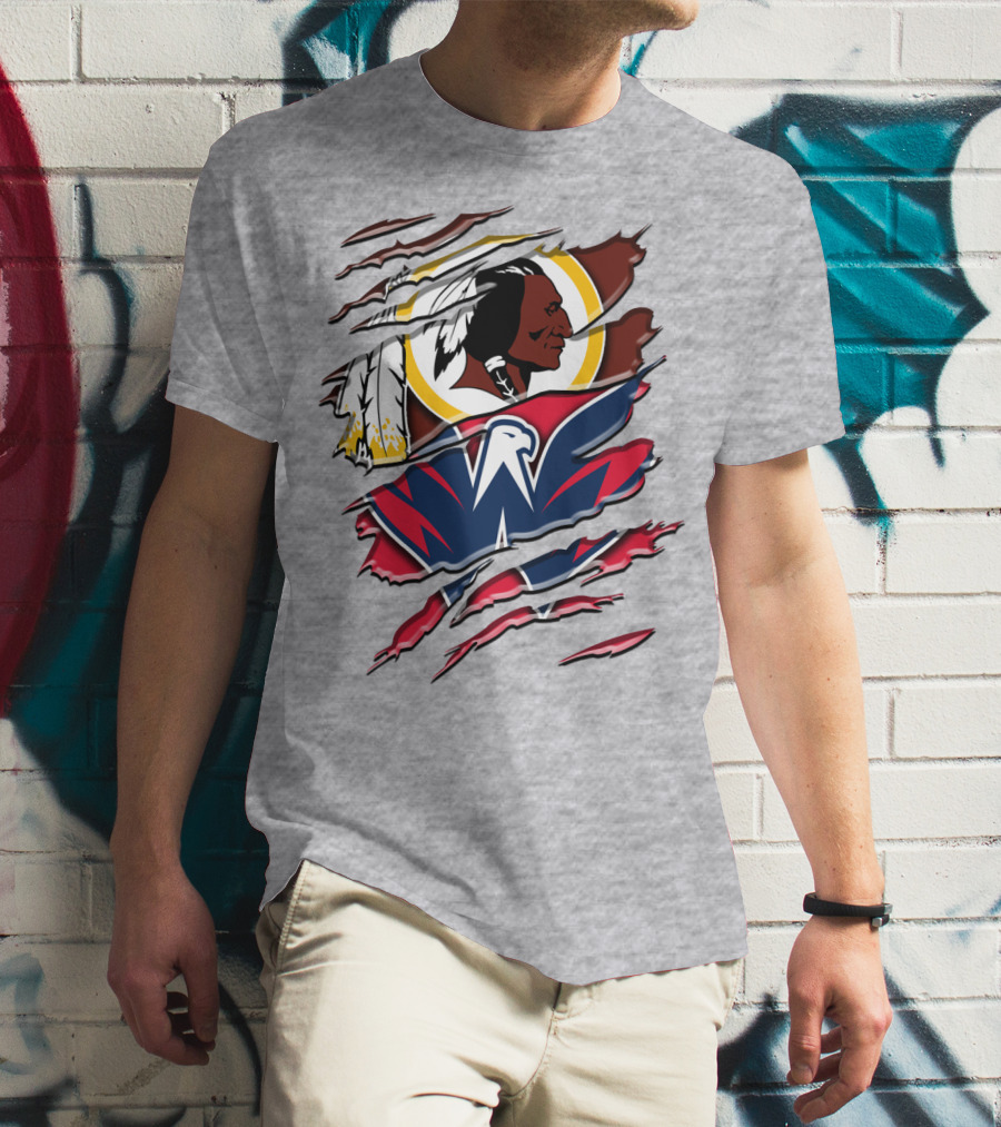 Washington Capitals And Washington Redskins Logo Mashup Rah 104 T-Shirt