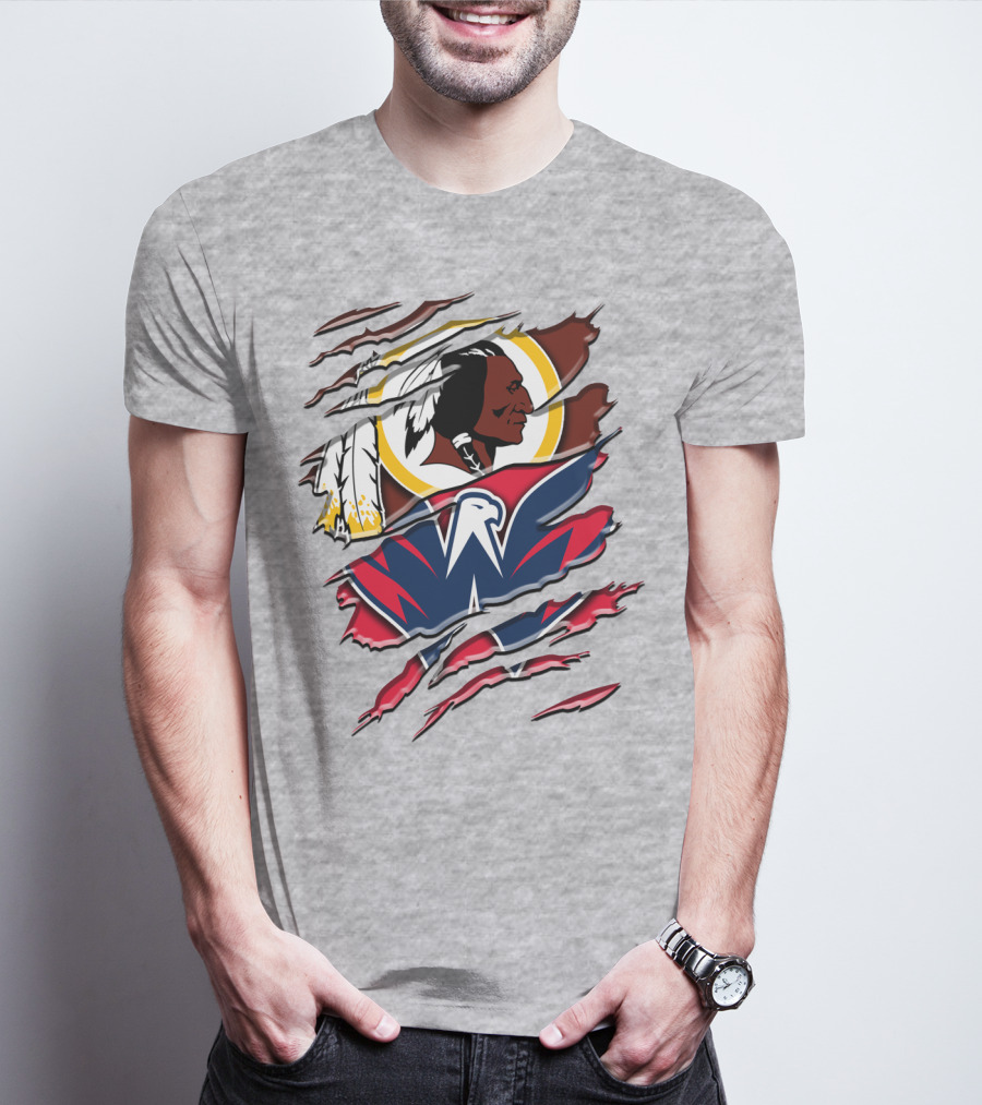 Washington Capitals And Washington Redskins Logo Mashup Rah 104 T-Shirt