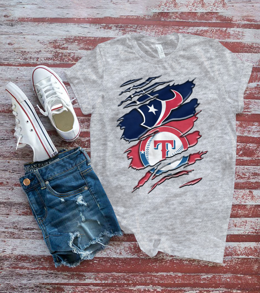 Houston Texans And Texas Rangers Sports Fan Rah 124 T-Shirt