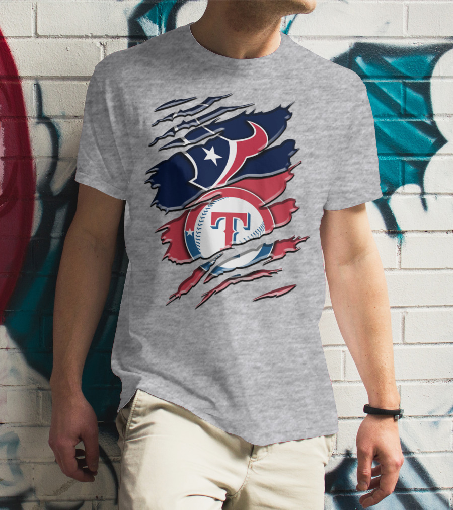 Houston Texans And Texas Rangers Sports Fan Rah 124 T-Shirt