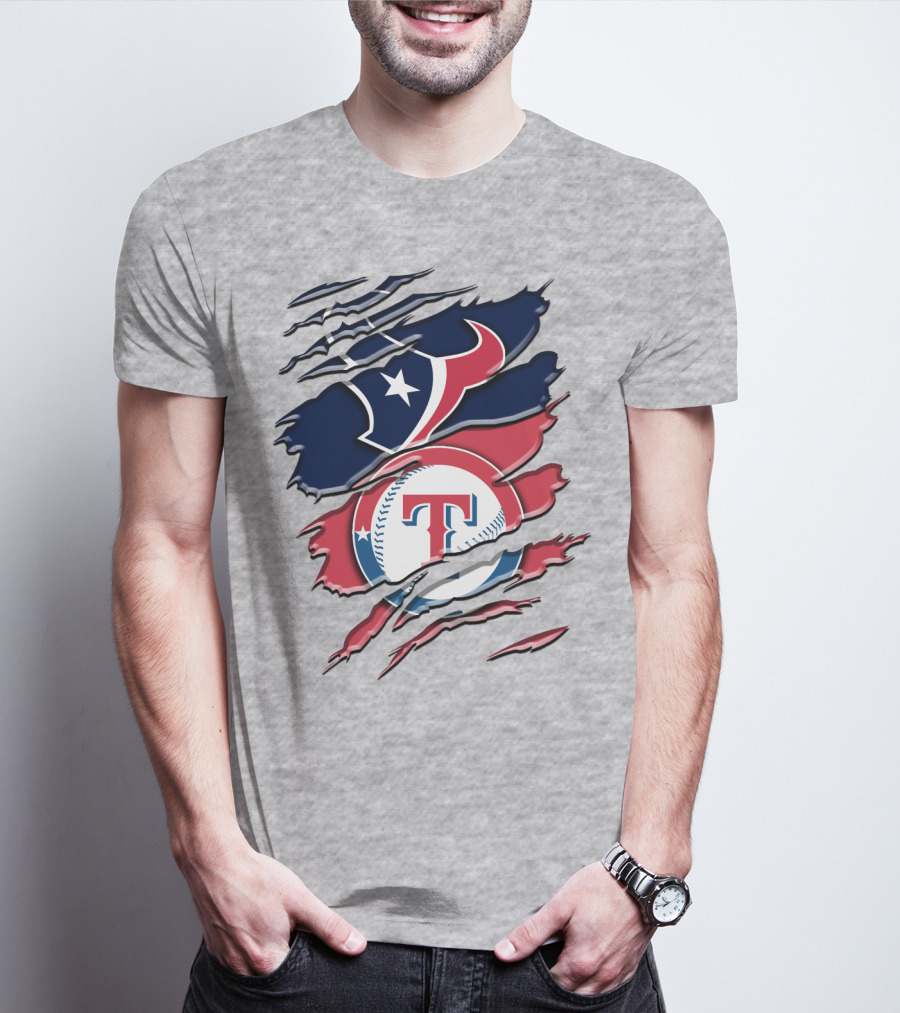 Houston Texans And Texas Rangers Sports Fan Rah 124 T-Shirt