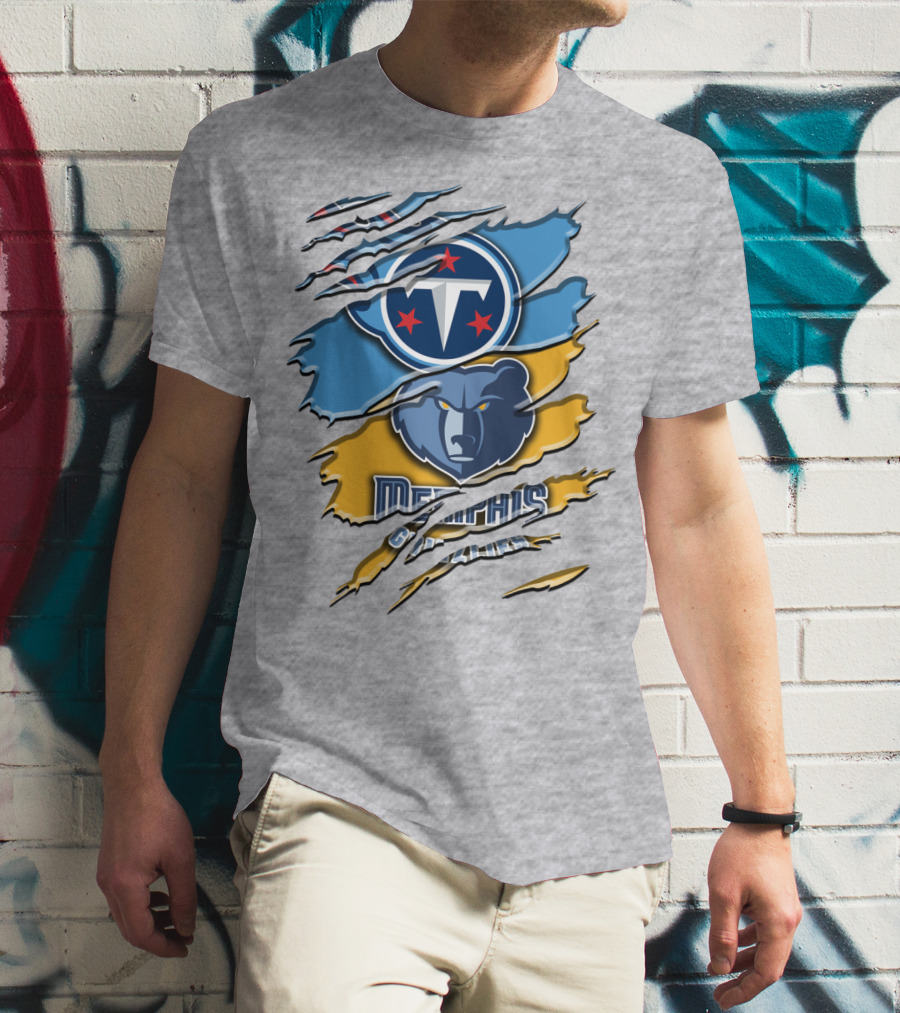 Tennessee Titans Memphis Grizzlies Logo Mashup Rah 128 T-Shirt