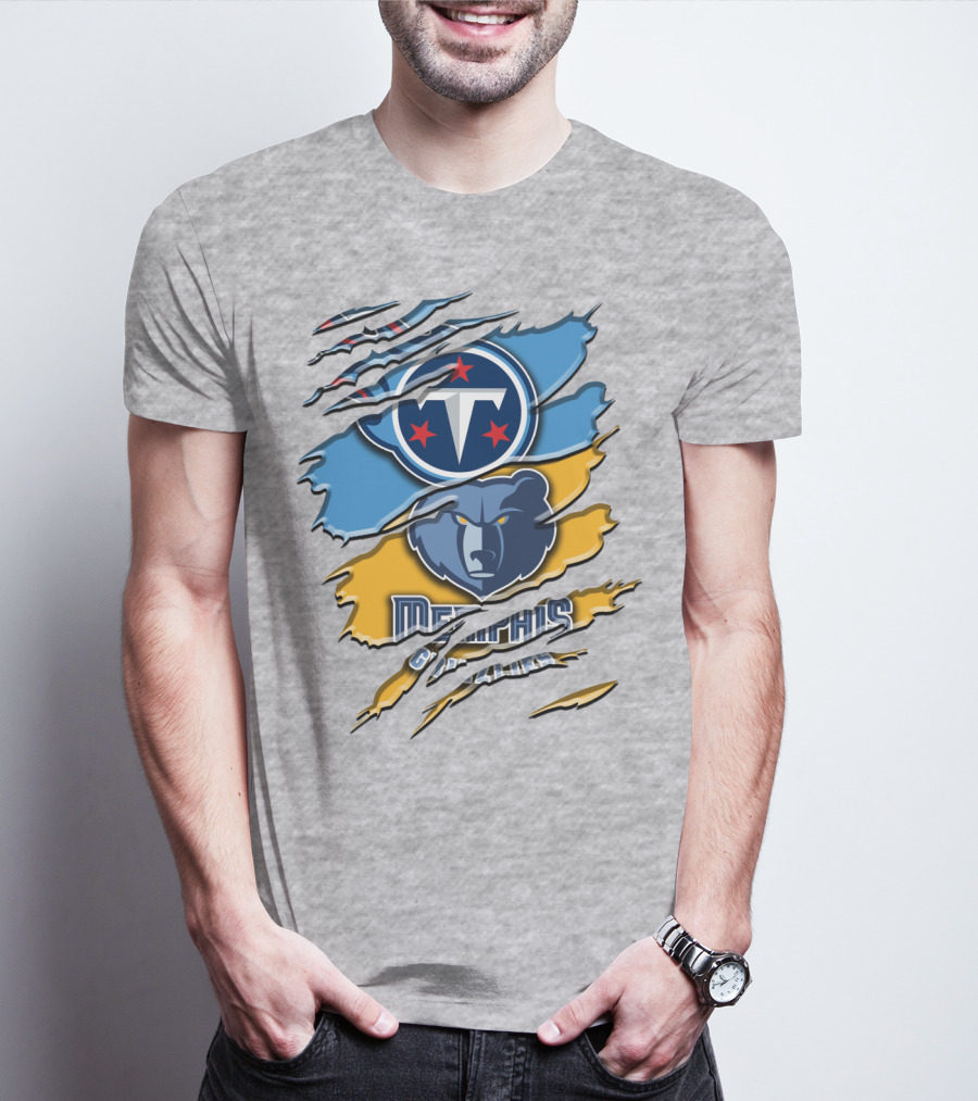 Tennessee Titans Memphis Grizzlies Logo Mashup Rah 128 T-Shirt