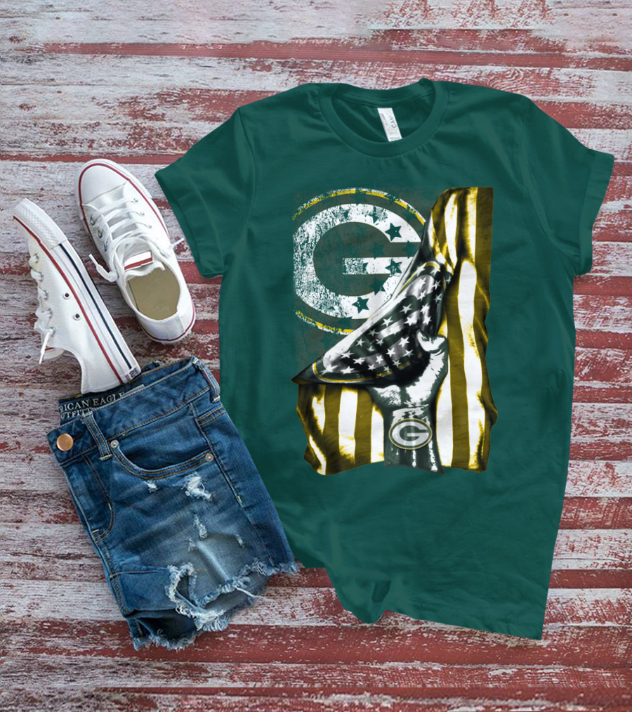 Green Bay Packers American Flag T-Shirt