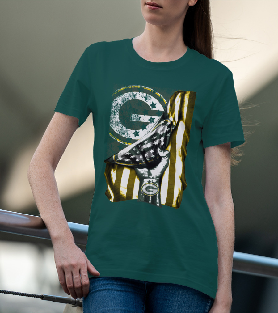 Green Bay Packers American Flag T-Shirt