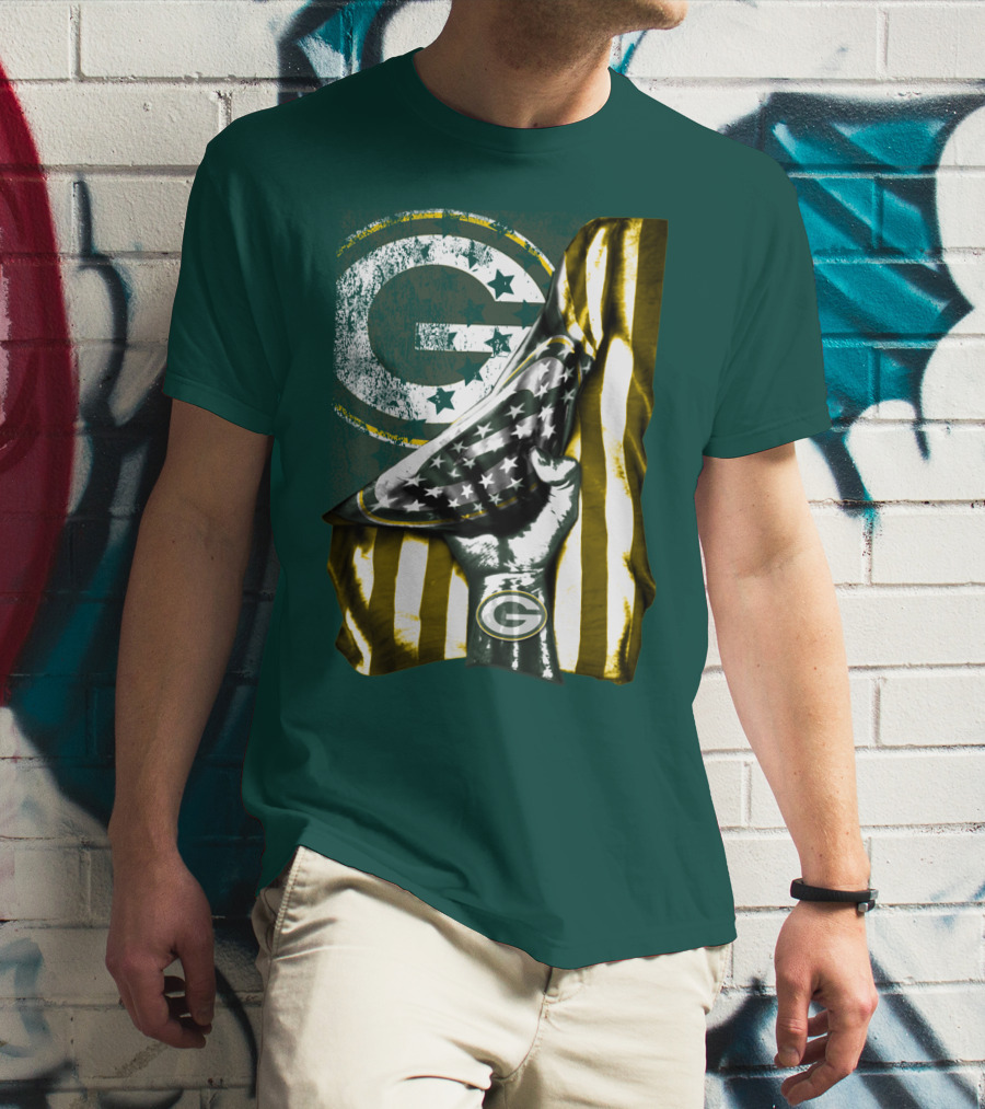 Green Bay Packers American Flag T-Shirt