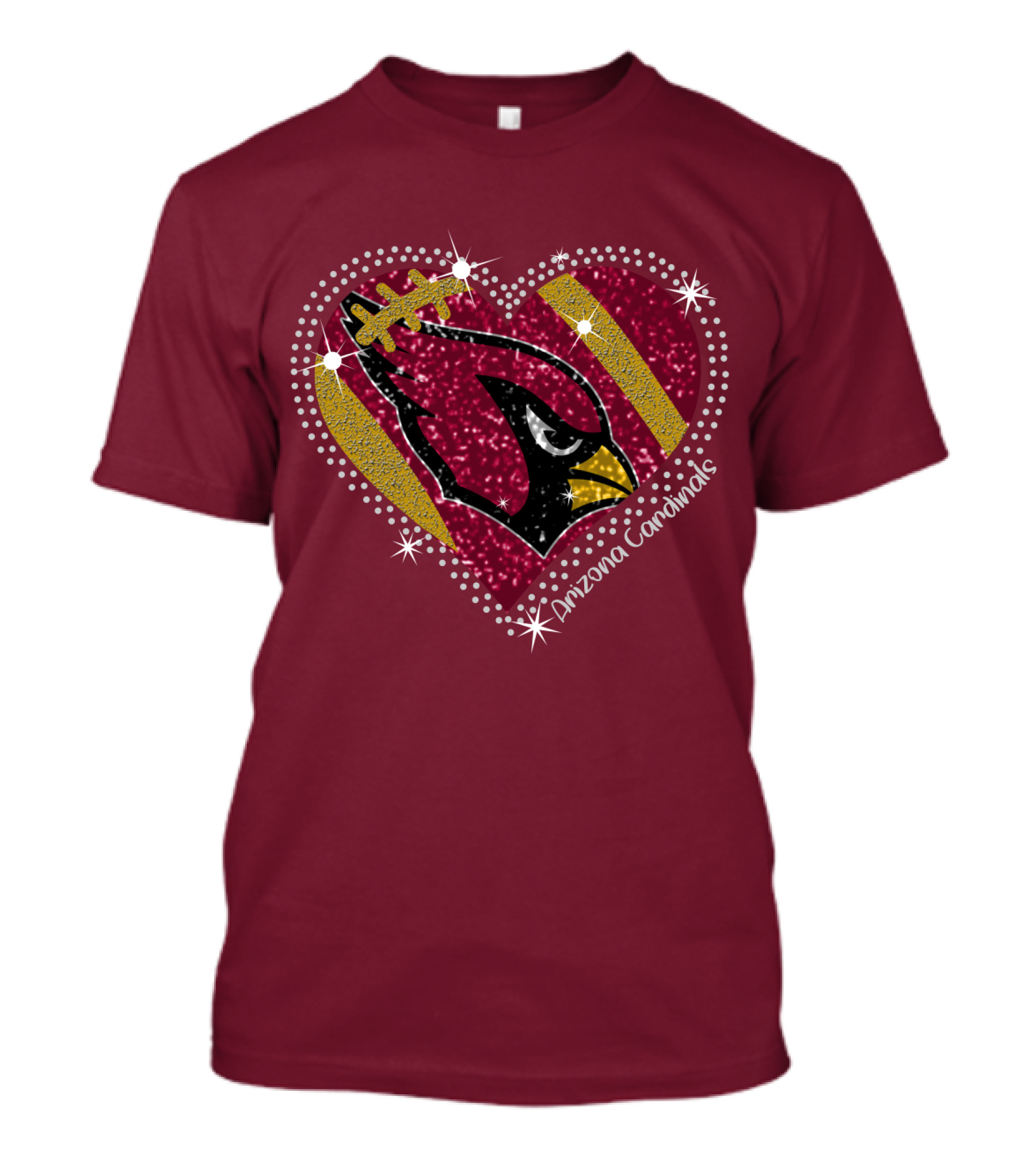 Arizona Cardinals Heart Logo Sparkle T-Shirt
