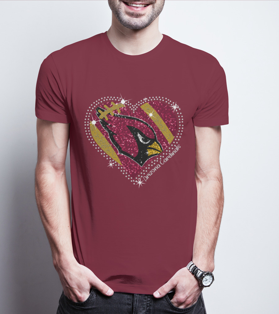 Arizona Cardinals Heart Logo Sparkle T-Shirt