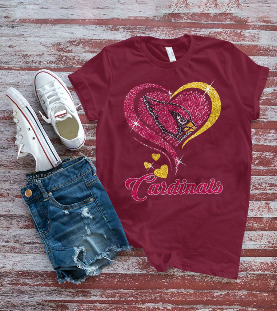 Cardinals Heart Glitter T-Shirt