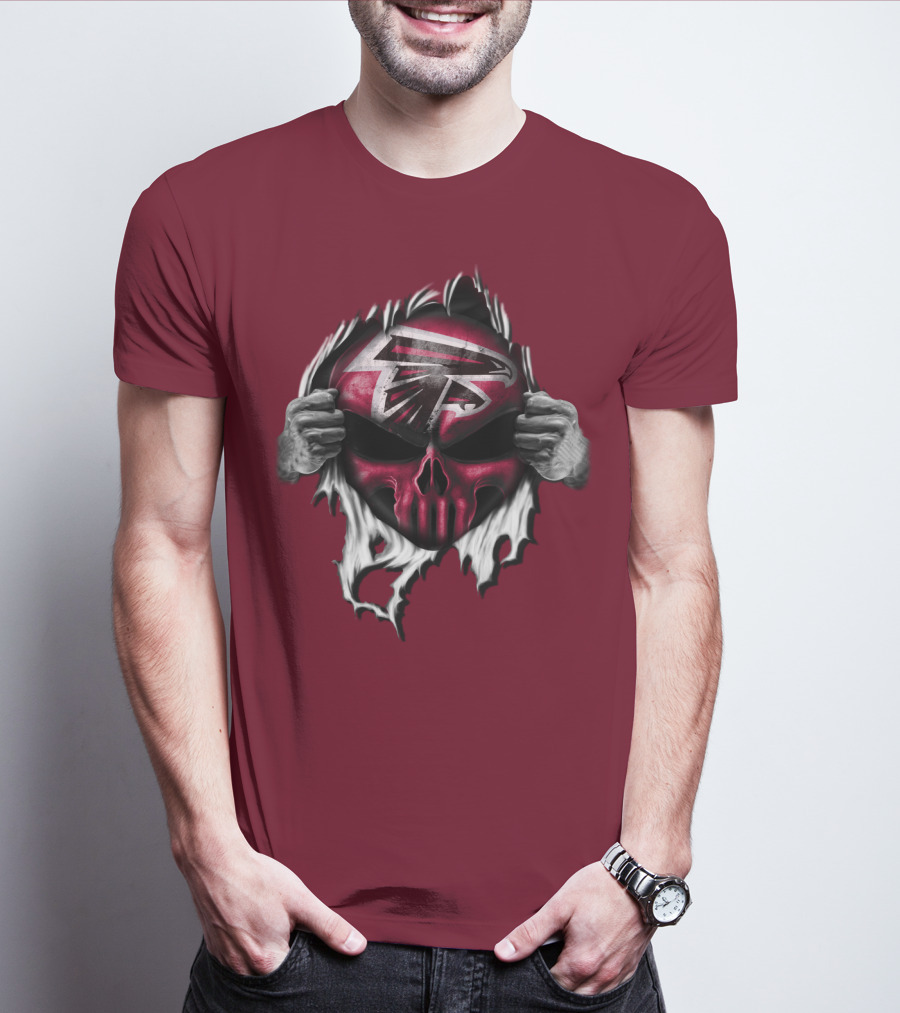 Atlanta Falcons Skull Logo Tearing T-Shirt