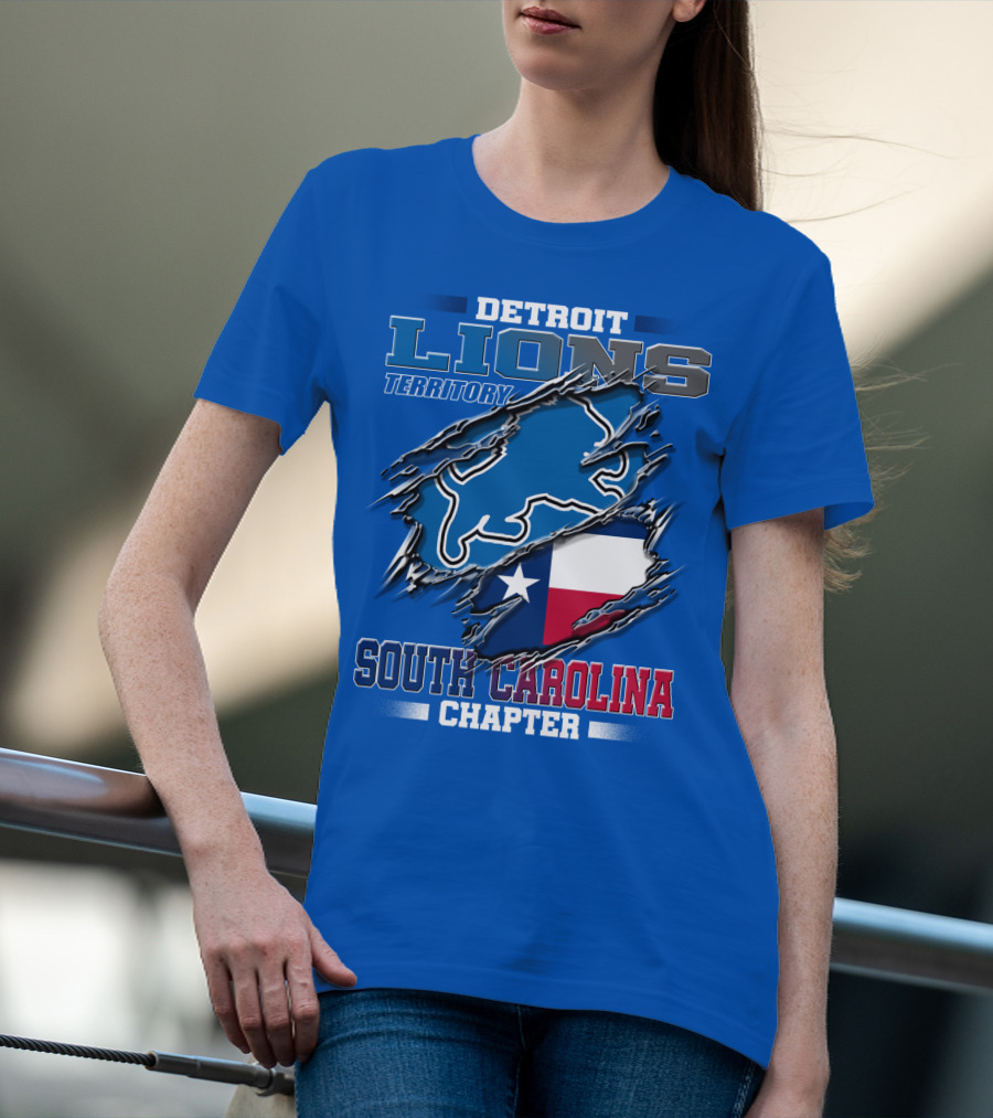 Detroit Lions Territory South Carolina Chapter Texas Flag T-Shirt