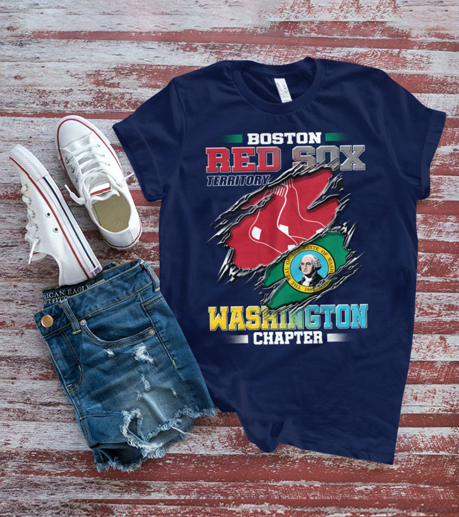 BOSTON RED SOX TERRITORY WASHINGTON CHAPTER SEAL OF THE STATE OF WASHINGTON T-Shirt