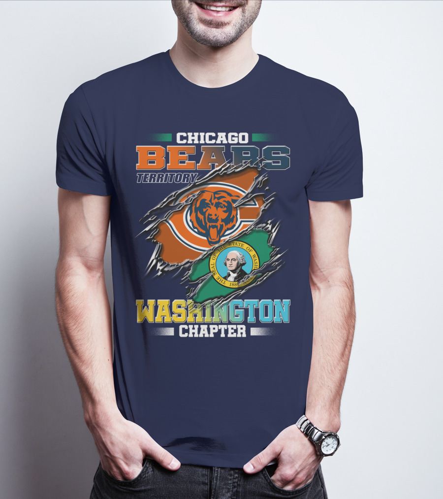Chicago Bears Territory Washington Chapter State Flag T-Shirt