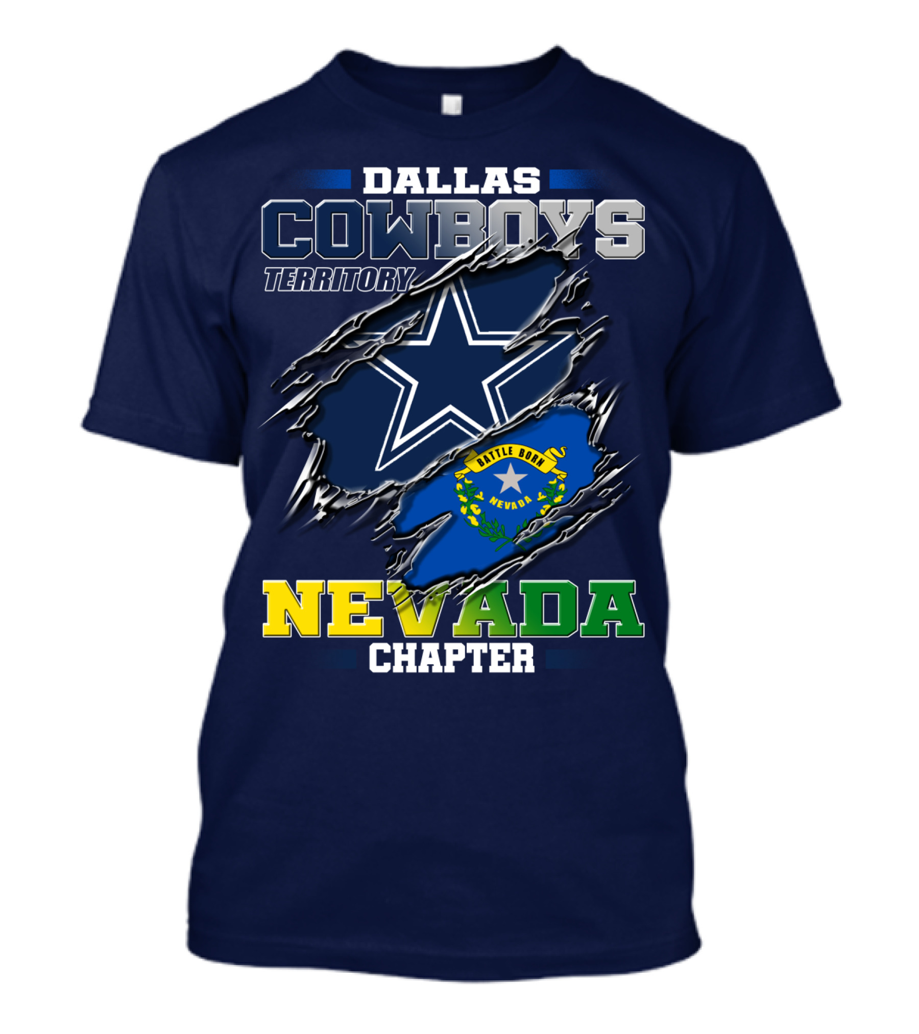 Dallas Cowboys Territory Nevada Chapter Battle Born Star Flag T-Shirt