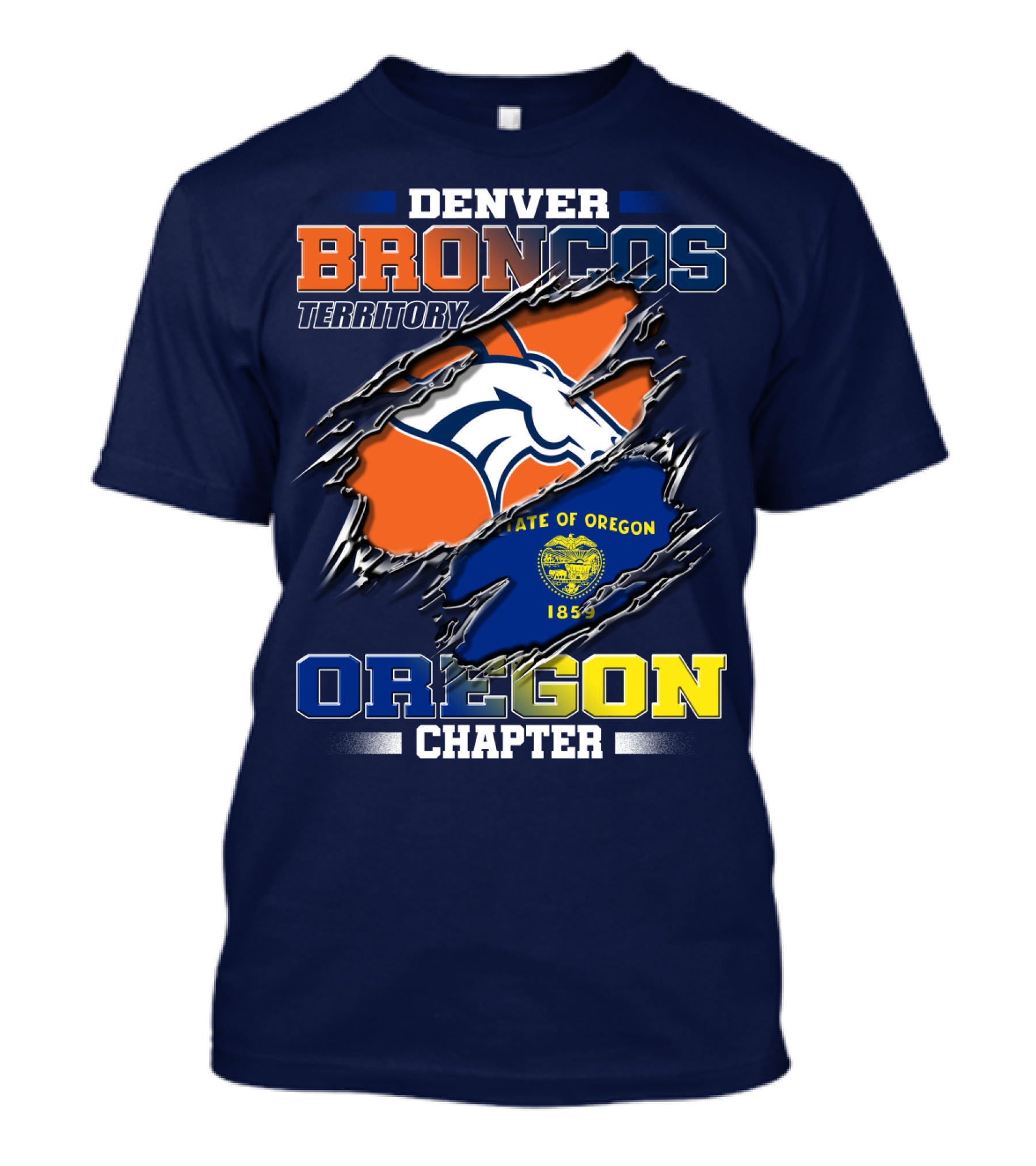 Denver Broncos Territory Oregon Chapter State Of Oregon 1859 T-Shirt