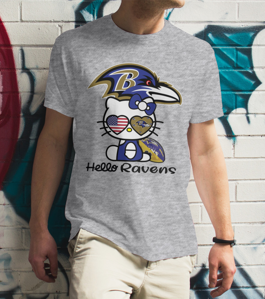 Hello Ravens Football Baltimore Ravens Hello Kitty T-Shirt