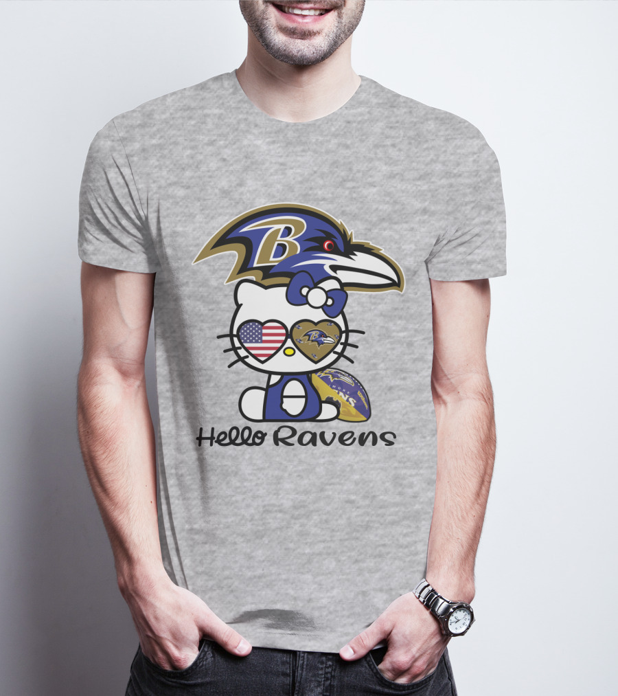 Hello Ravens Football Baltimore Ravens Hello Kitty T-Shirt