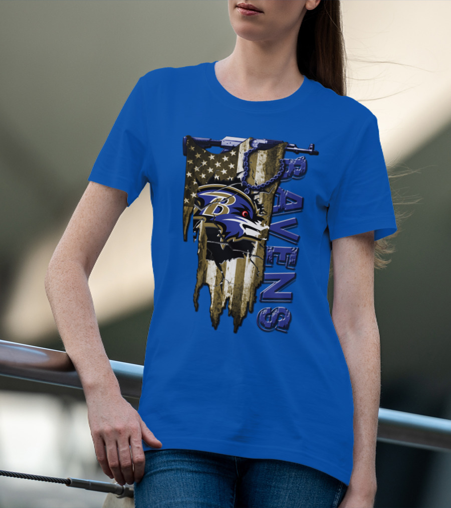 Baltimore Ravens American Flag Chain T-Shirt