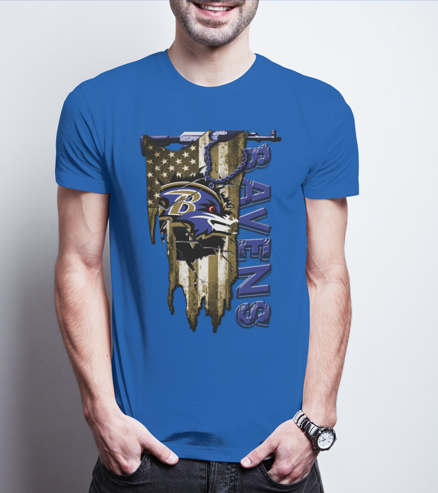 Baltimore Ravens American Flag Chain T-Shirt