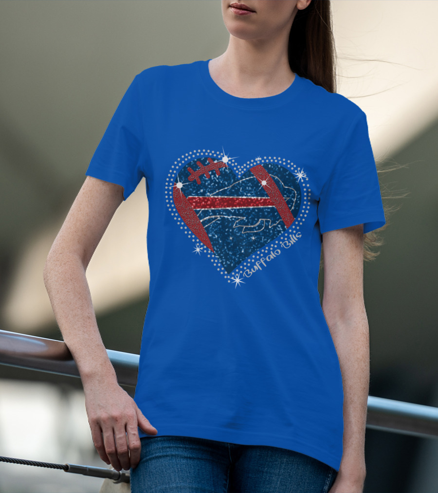 Buffalo Bills Heart Football Sparkle T-Shirt