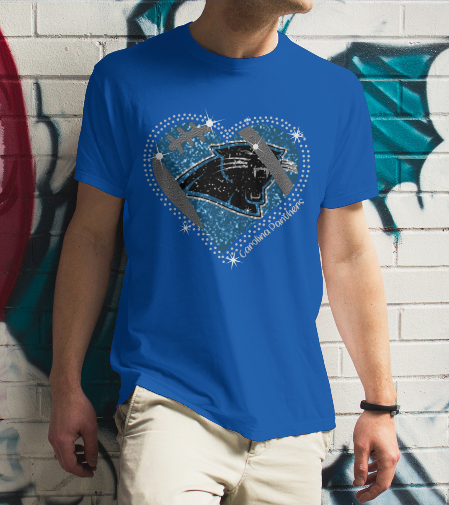 Carolina Panthers Heart Football T-Shirt