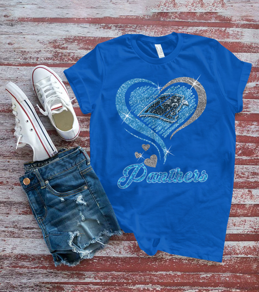 Panthers Heart Silver Blue T-Shirt