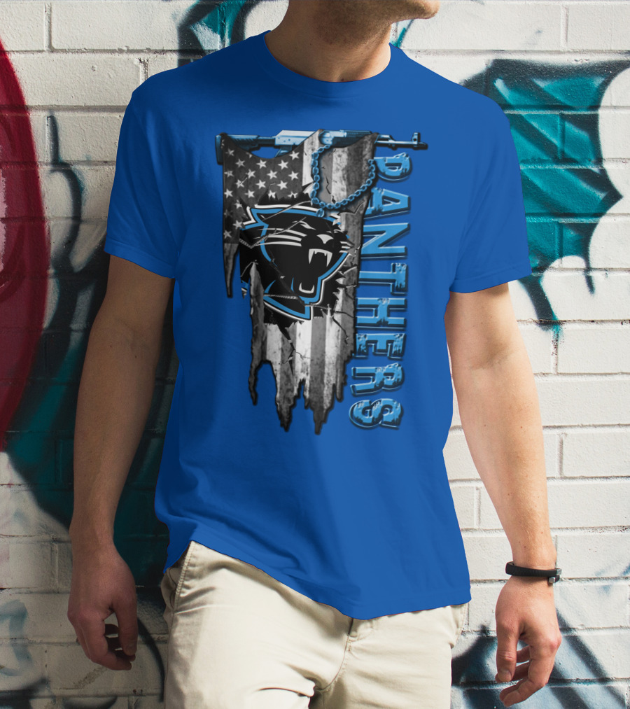 American Flag Carolina Panthers Logo Panthers T-Shirt