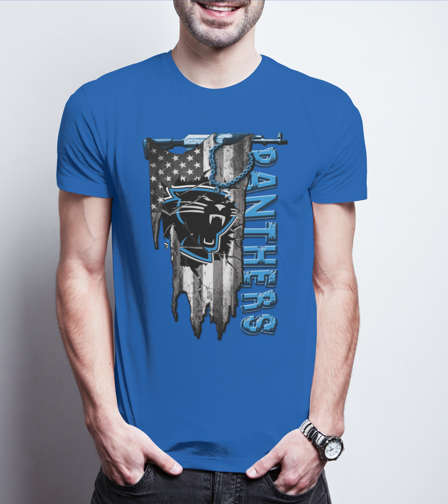 American Flag Carolina Panthers Logo Panthers T-Shirt