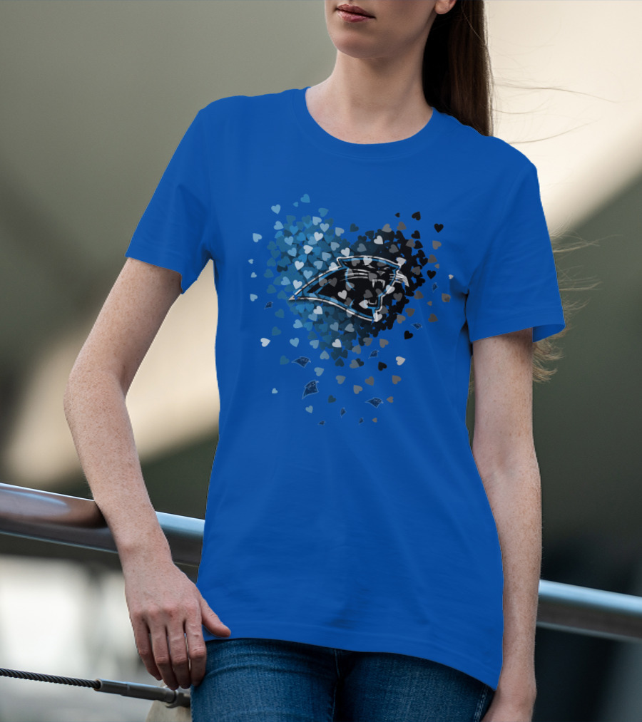 Carolina Panthers Heart-Shaped Blue And Black Logo T-Shirt