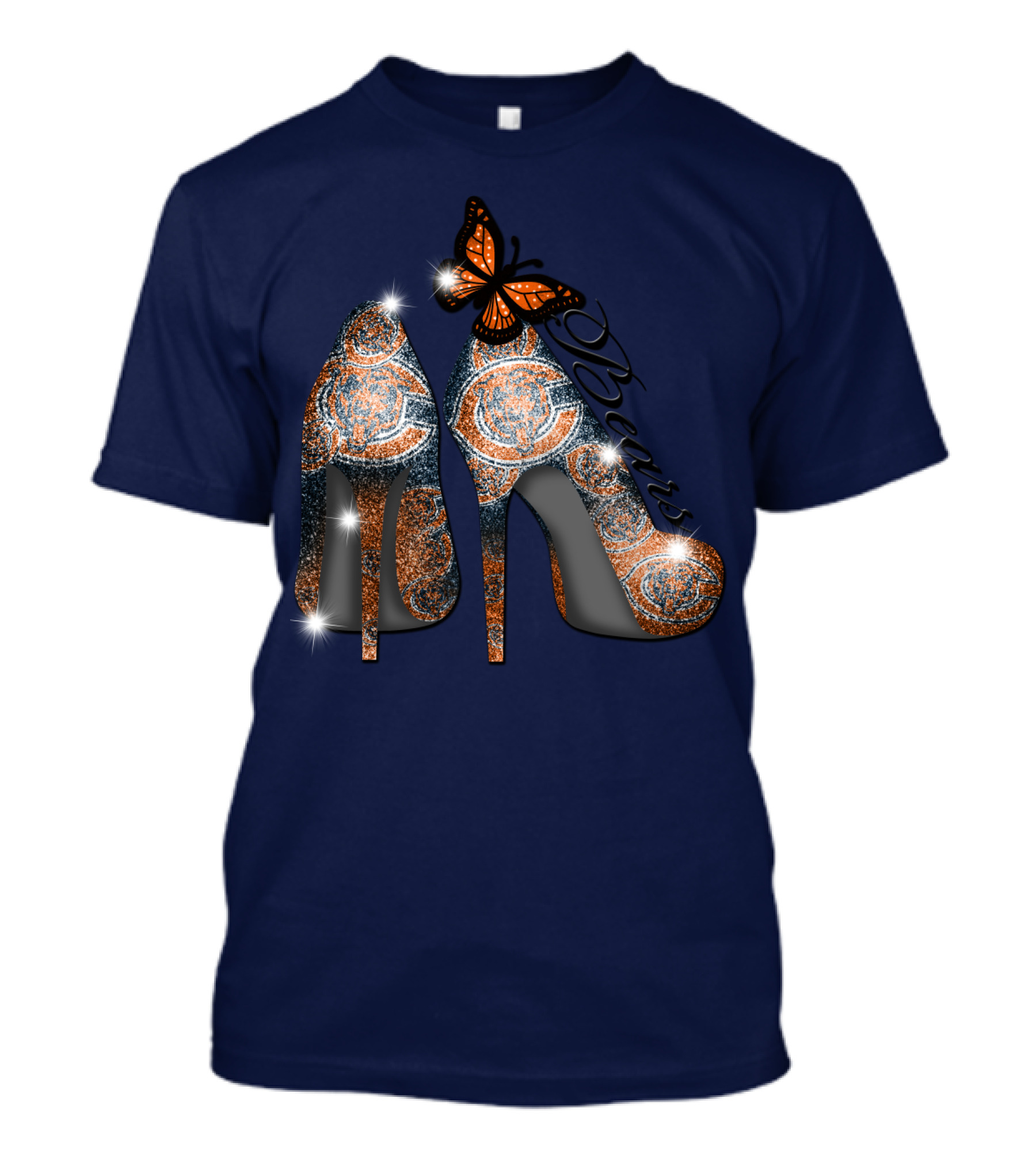 Chicago Bears High Heels Butterfly Sparkle Fashion T-Shirt