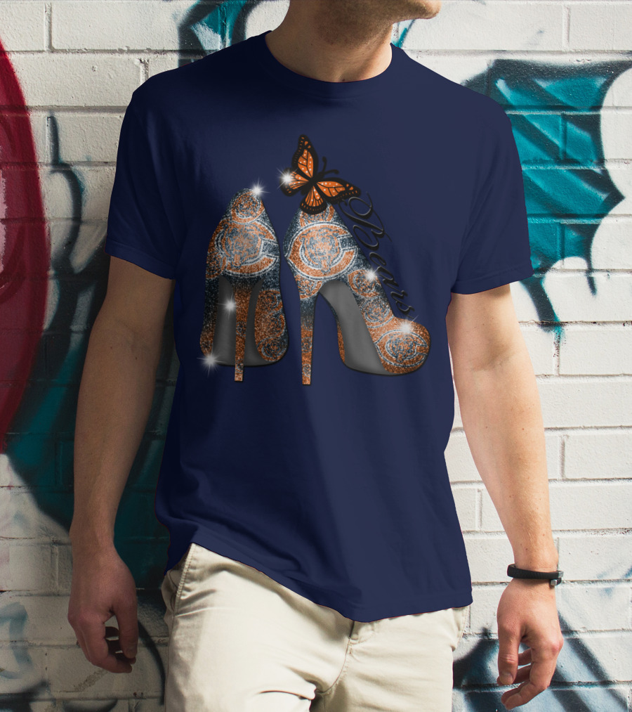 Chicago Bears High Heels Butterfly Sparkle Fashion T-Shirt