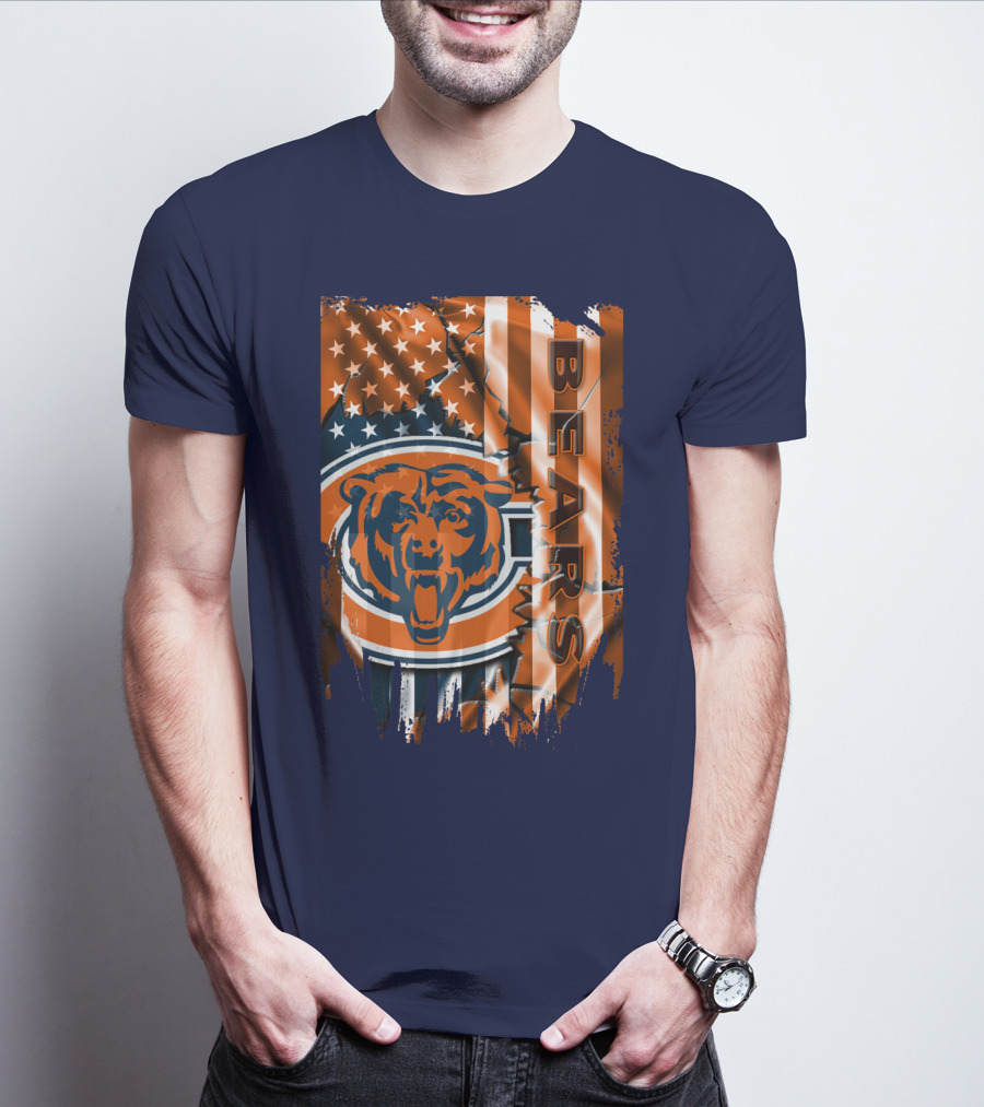 Chicago Bears American Flag Stars And Stripes T-Shirt