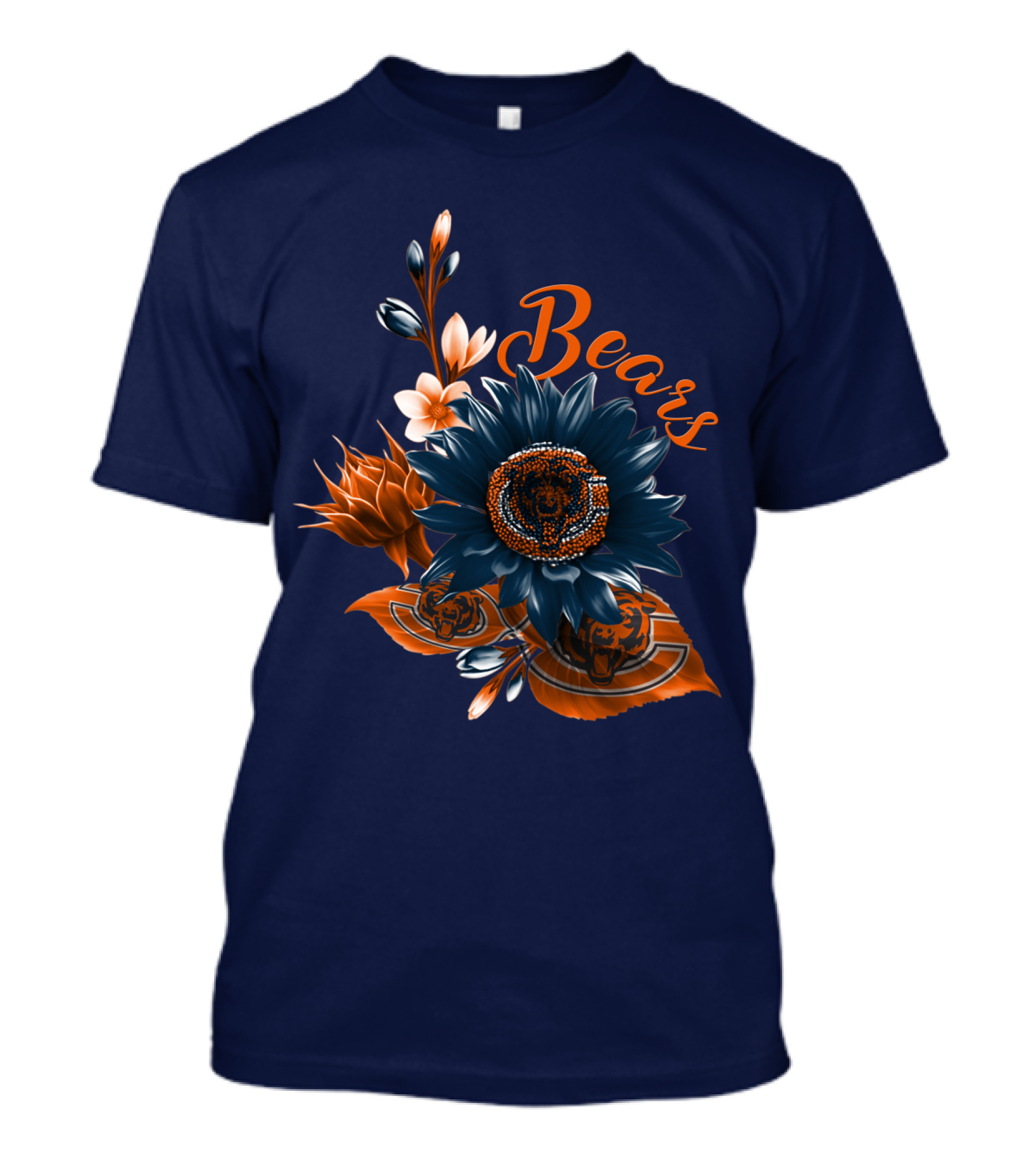 Bears Floral Design With Chicago Bears T-Shirt