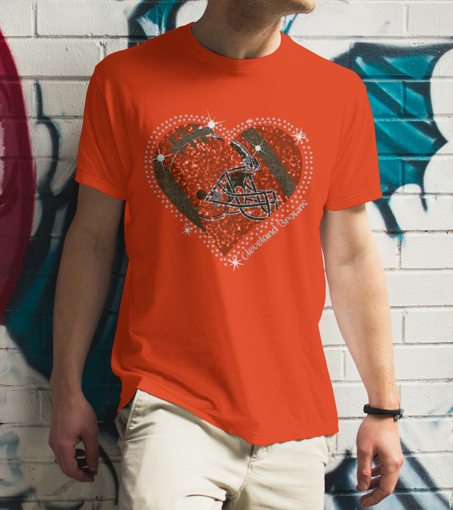 Cleveland Browns Heart Helmet Football Stars T-Shirt