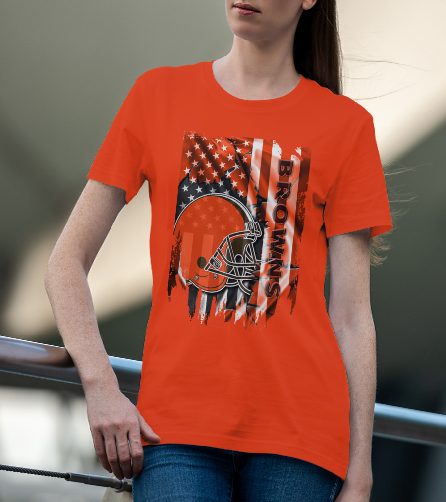 Browns American Flag Helmet T-Shirt