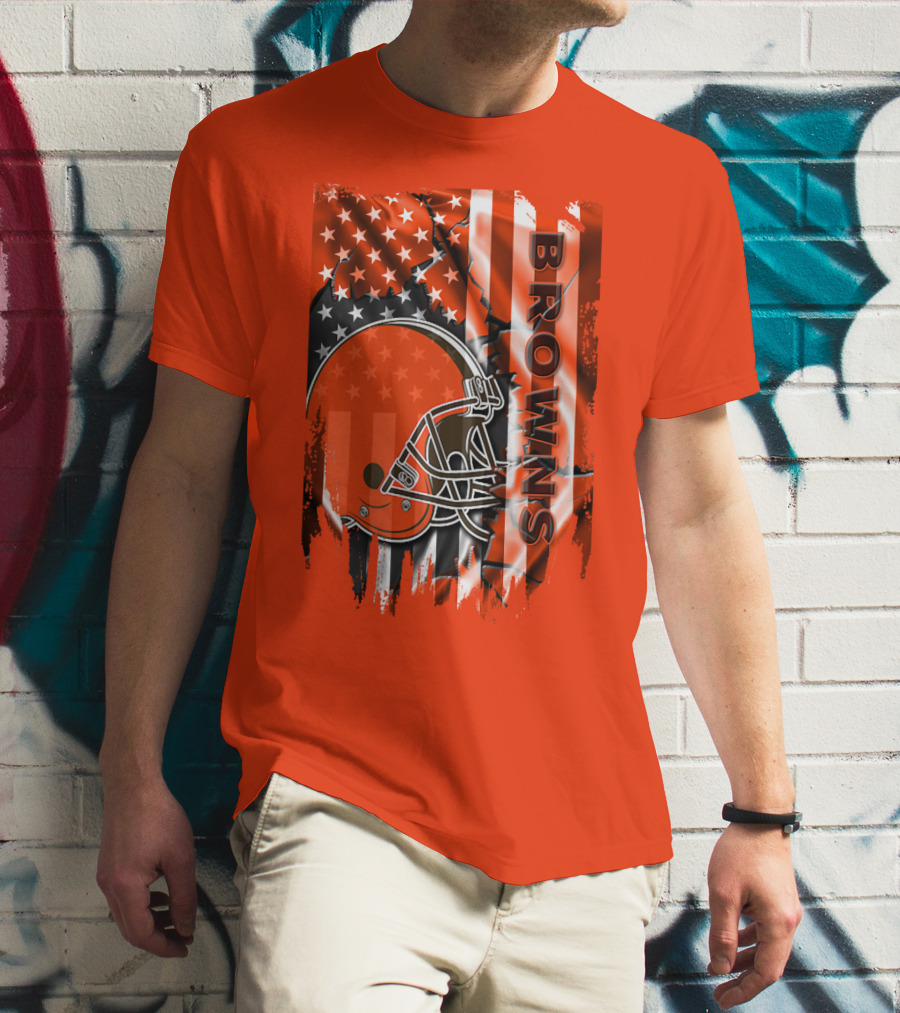 Browns American Flag Helmet T-Shirt
